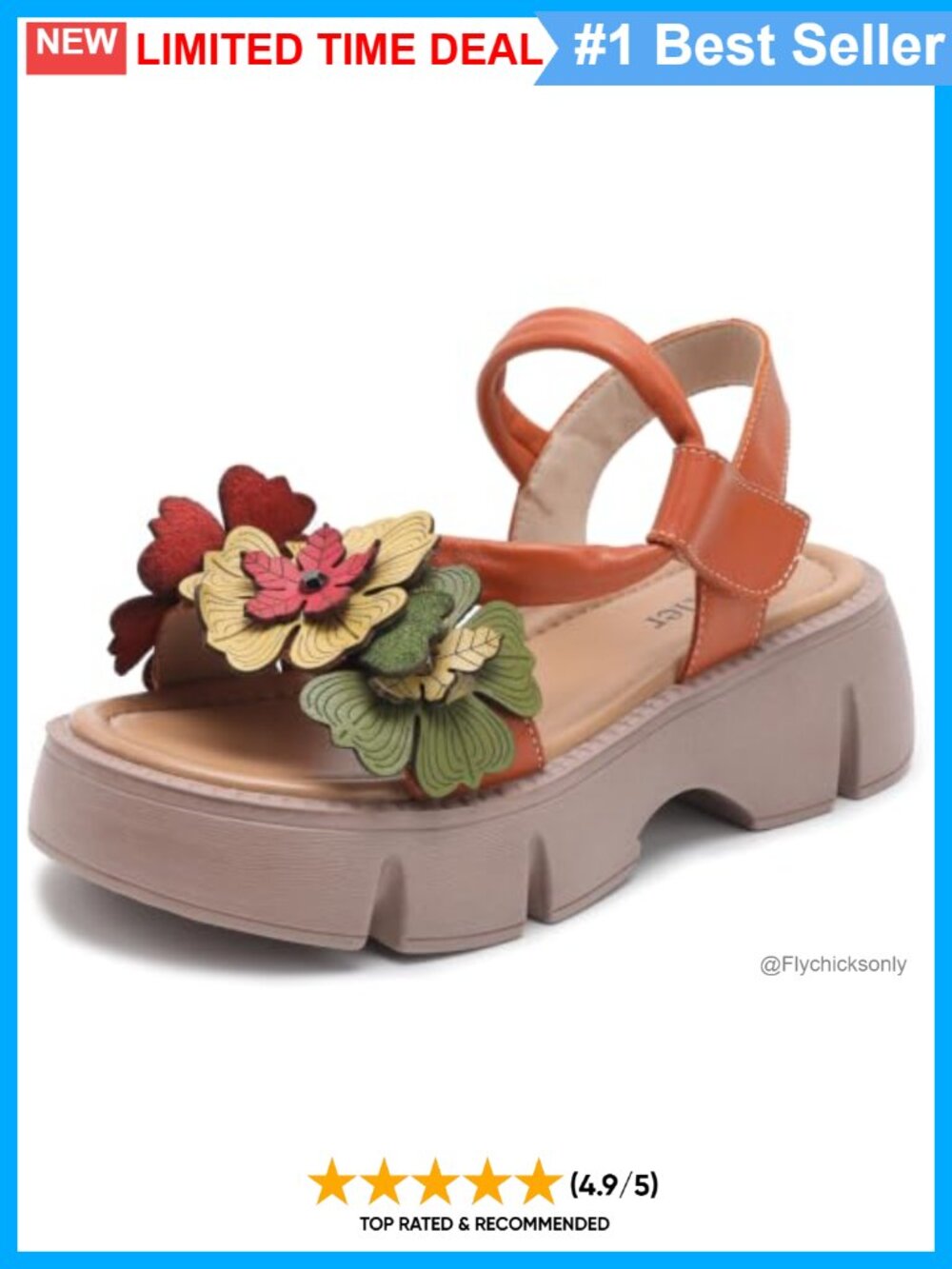 Floral Platform Wedge Sandals Ankle Strap Open Toe Faux Leather Comfort